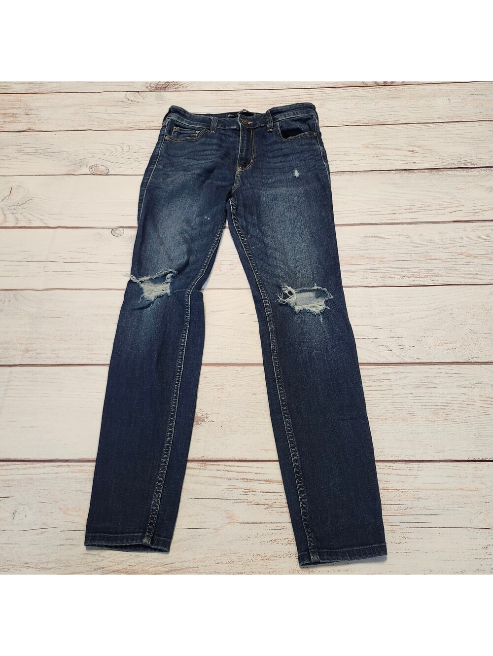 Hollister High Rise Super Skinny Distressed Jeans Blue Size 8